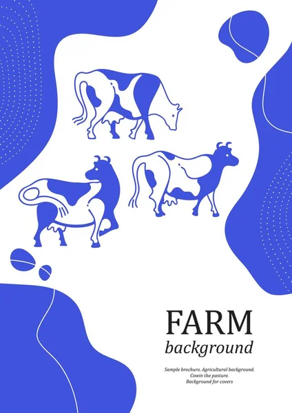 Folheto de amostras. Fundo agrícola. Vacas no pasto. —  Vetores de Stock