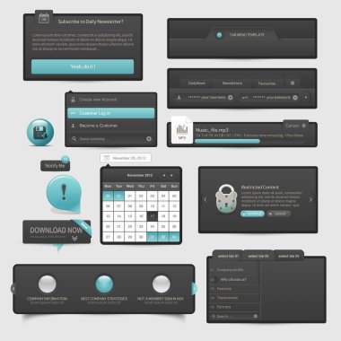 Web sitesi şablonu kullanıcı arabirimi öğeleri