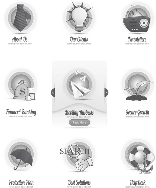 Vintage icons set with image slider menu — Stock Vector