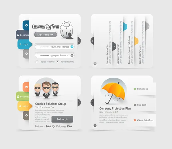 Web sitesi tasarımı menü gezinme öğeleri simge seti ile