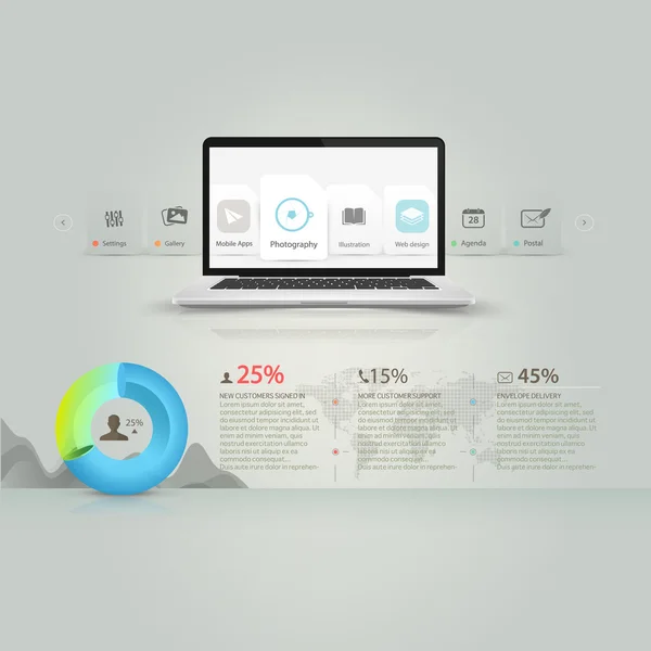 Elemente des Website-Designs: Elemente der Infografik. — Stockvektor