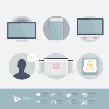 infographics UI öğeleri tasarım: düz UI kit simgeler ile