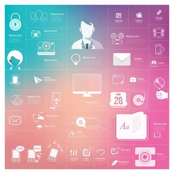 Web, mobil ve baskı şablonları için simgeleri ile düz vintage infographics elemanları