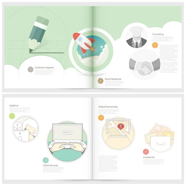 Modèle de conception de brochure pour les entreprises avec des icônes de concept — Image vectorielle