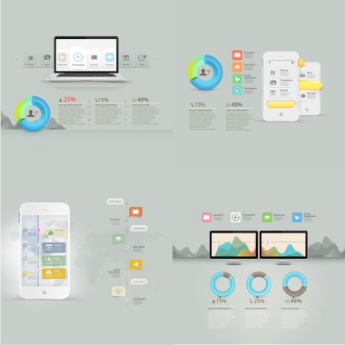 koleksiyon: tehcnology infographics öğeleriyle simgeler kümesi