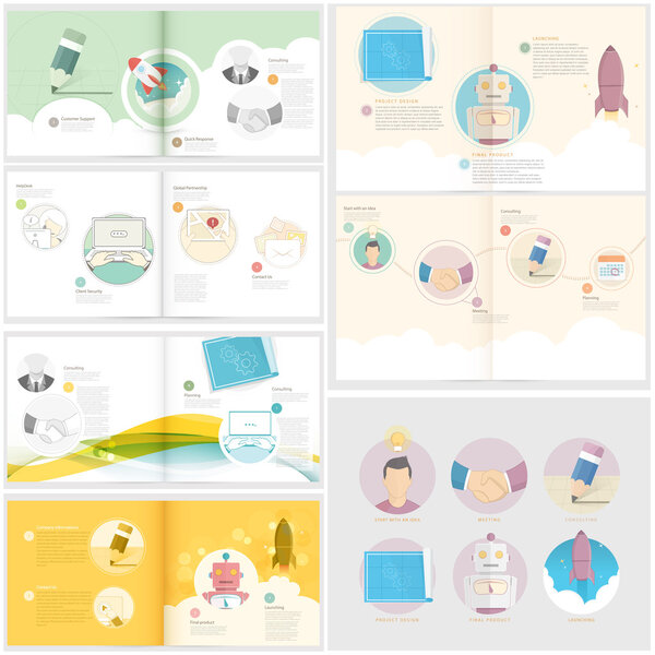 Collection: Set of Brochure template with concept icons