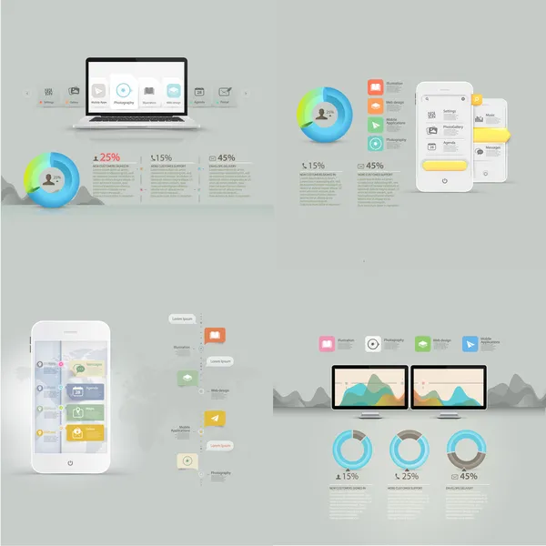 Coleção: Conjunto de elementos infográficos de tehcnologia com ícones — Vetor de Stock