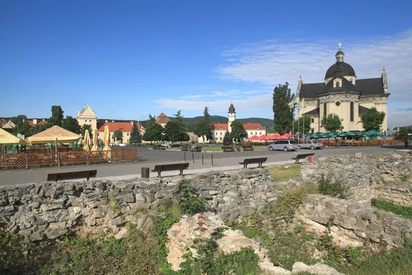 The remains of the fortress wall in the square Veche in ZHovkva Lviv region, Ukraine — Stock Photo, Image