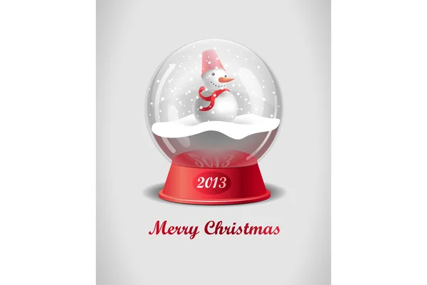 Christmas Snow Globe With Snowman — Stock Vector