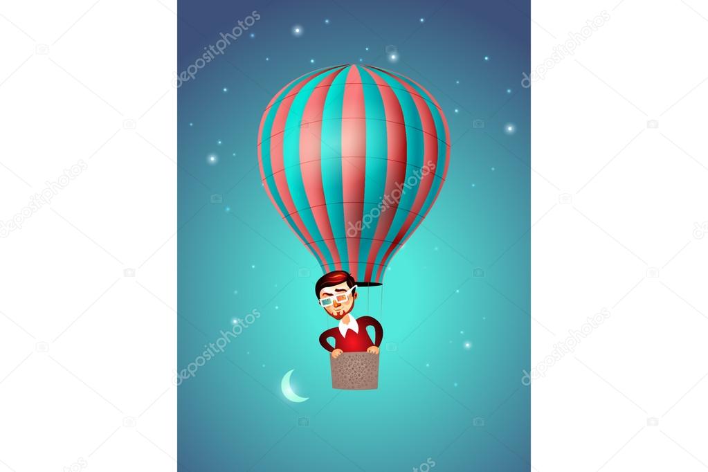 Balloon, man and moon