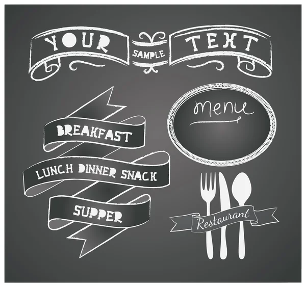 Vector set of design elements for the menu on the chalkboard — Stock Vector