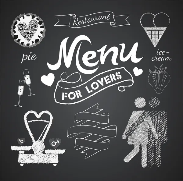 Illustration d'un élément graphique vintage pour menu sur tableau noir — Image vectorielle