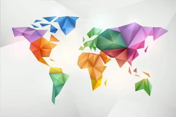 World map background in origami style. Vector background. Eps 10 — Stock Vector