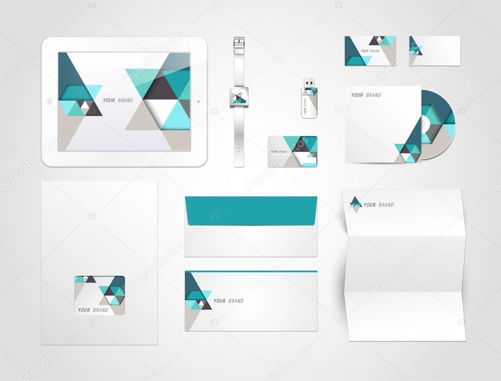 Corporate identity kit or business kit with artistic, abstract elements for your business