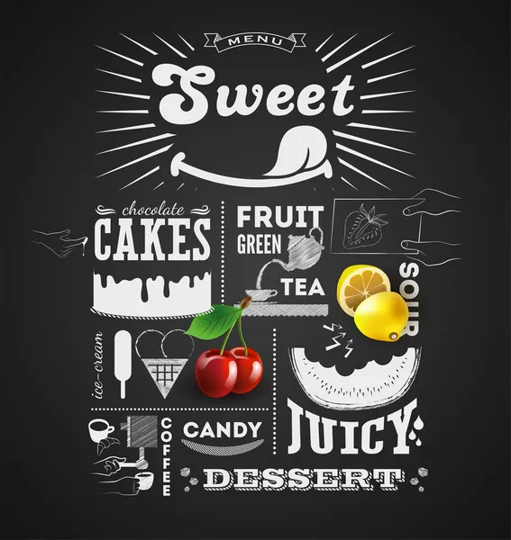 Illustration d'un élément graphique vintage pour menu sur tableau noir — Image vectorielle