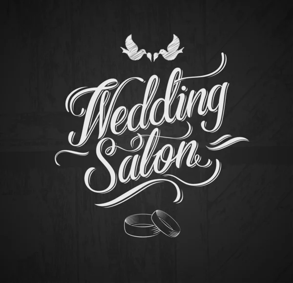 Salón de bodas. Elementos de diseño tipográfico vintage en pizarra — Vector de stock