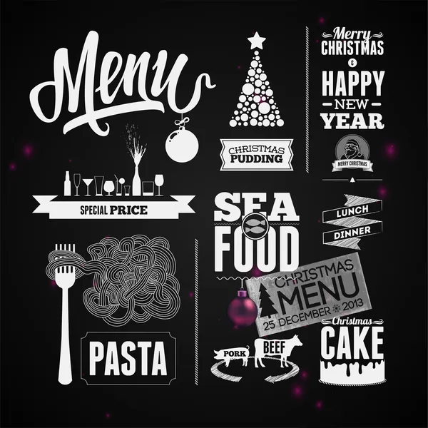 Menú restaurante Navidad — Vector de stock