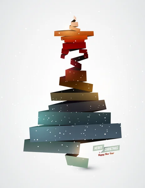 Yılbaşı kartında Noel ağacı var.