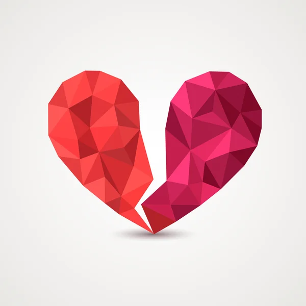 Corazón roto en estilo origami . — Vector de stock