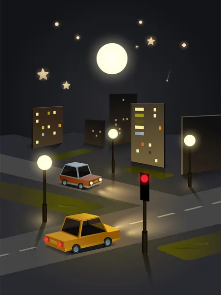 Paisaje nocturno de la ciudad Vector de stock