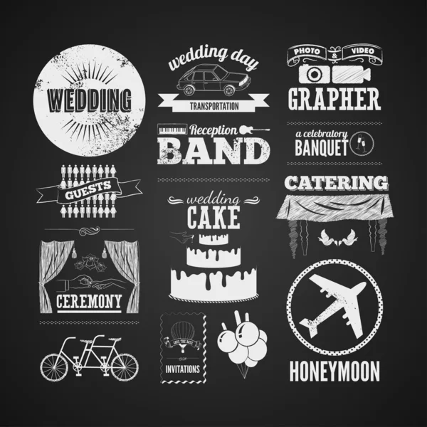 Set of wedding vintage typographic design — Stock Vector