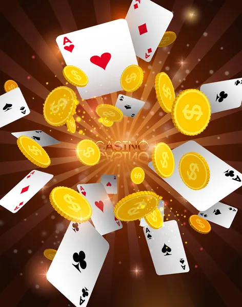 Casino fundo abstrato com voar jogando cartas & dinheiro Vetores De Bancos De Imagens Sem Royalties