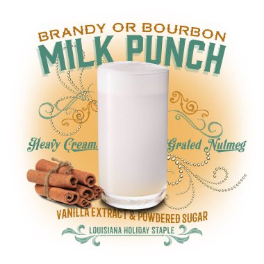Refreshing Bourbon Classic Cocktail on White isolated background Bourbon Milk Punch