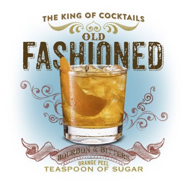 Classic Cocktail Artwork Collection isolated on white Old Fashioned