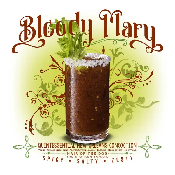 Erfrischender Bourbon Classic Cocktail Auf Weißem Hintergrund Bloody Mary — Stockfoto