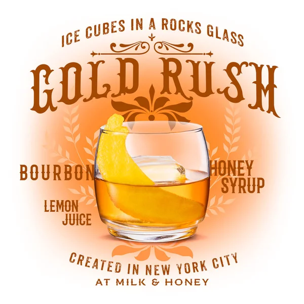 Erfrischender Bourbon Classic Cocktail Auf Weißem Hintergrund Goldrausch — Stockfoto