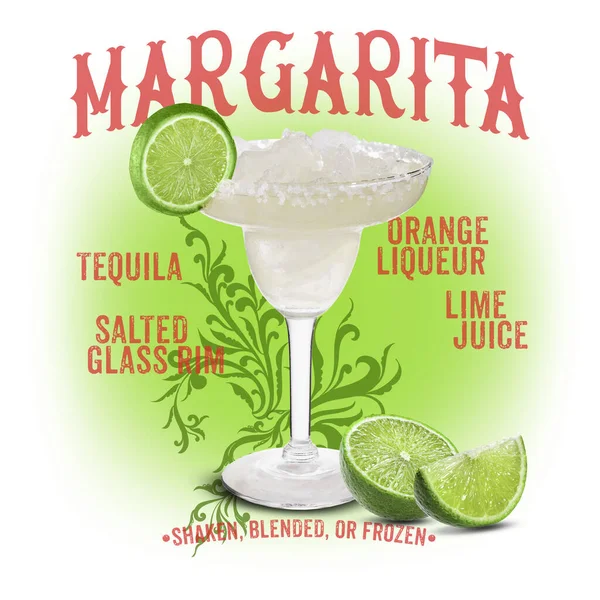 Classic Cocktail Artwork Collection Isolated White Magarita — Stockfoto