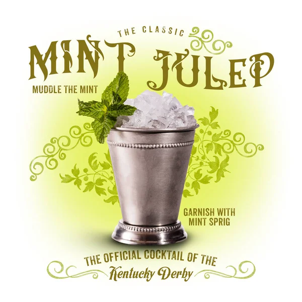 Classic Cocktail Artwork Collection Isolated White Mint Julep Stock Snímky