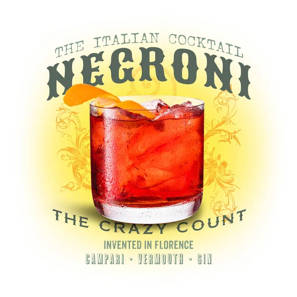 Classic Cocktail Artwork Collection Isolated White Negroni Royalty Free Stock Obrázky