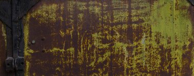 Yeşil boyayla boyanmış paslı metalin dokusu.