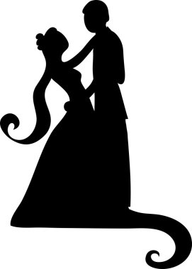 kontrast gelin ve damat dans küçük resim çizimi