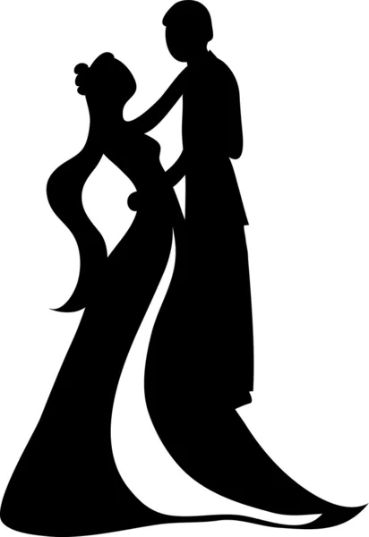 Clipart Illustration of a Silhouetted Bride and Groom Dancing — Stock Photo, Image