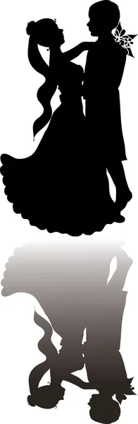 Clipart afbeelding van een silhouet bruid en bruidegom dansen met reflectie — Stockfoto