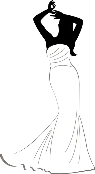 ClipArt illustration av en brud siluett bär en sjöjungfru vagel — Stockfoto