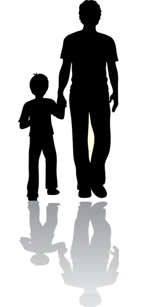 Clip Art Illustration of a Man and His Son in Silhouette — Stok Foto