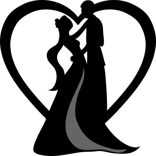 Silhouetted 신부와 신랑 춤의 클립 아트 그림 로열티 프리 스톡 이미지