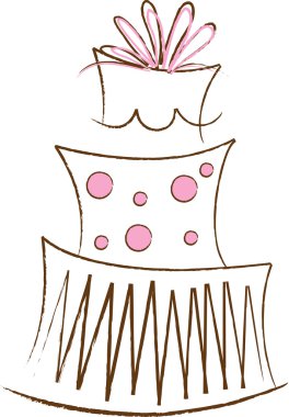 stilize pembe ve kahverengi layer cake küçük resim çizimi