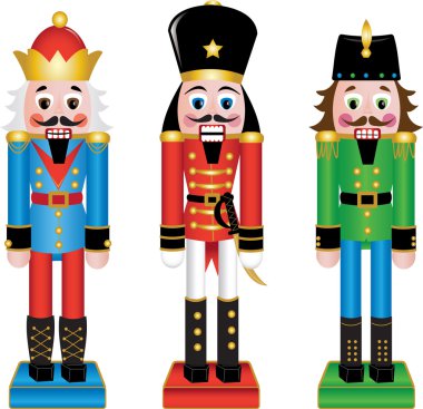 Üç Fındıkkıran figürinler bir dizi resmi Clipart