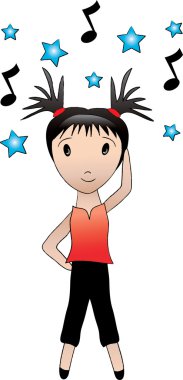 müzikle dans pigtails bir kızla resmi Clipart