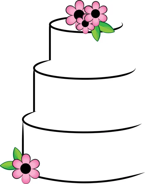 Clipart Illustration of a Stylized Layer Cake with Flowers — Stock Photo, Image