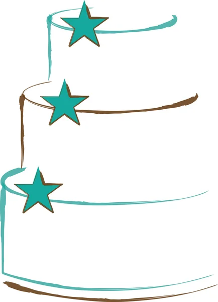 Clipart Illustration of a Stylized Layer Cake with Stars — Stock Photo, Image