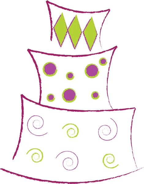 Clipart Illustration of a Crooked Layer Cake in Bright Colors — Stock Photo, Image