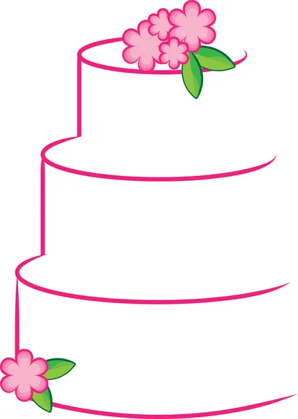 Clipart Ilustração de um bolo de camada estilizada branca e rosa Imagens Royalty-Free