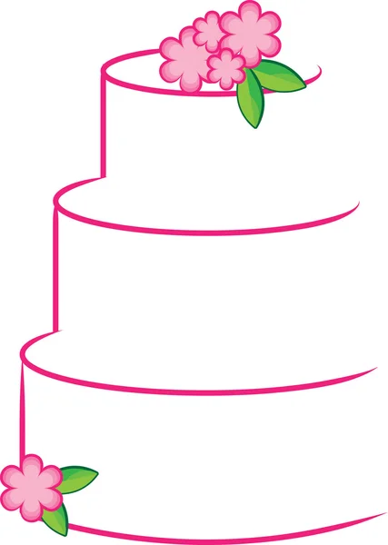 Clipart Ilustração de um bolo de camada estilizada branca e rosa Fotos De Bancos De Imagens