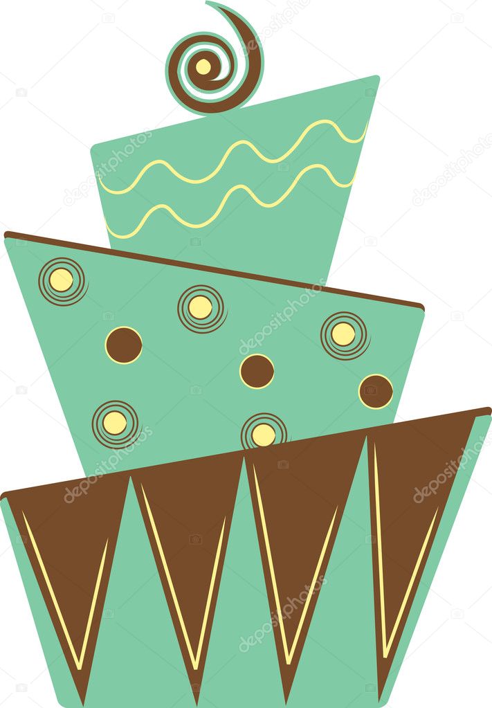 Clipart image of a crooked layer funky cake.