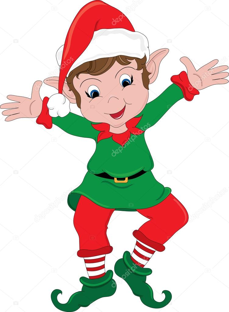 Clipart Ilustración de un elfo de Navidad 2023